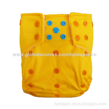 Diaper with Camouflage Pattern, Colored Snap and Double Gussets
